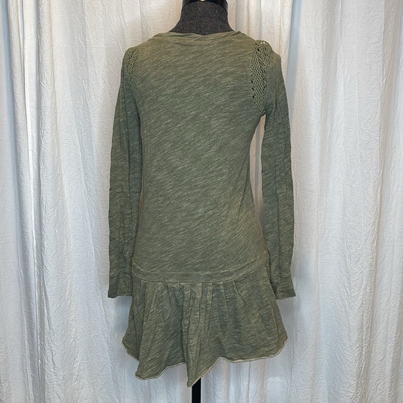Free People Beach Sweet Nothing Heathered Olive Green Drop Waist Mini Dress XS - Picture 8 of 8